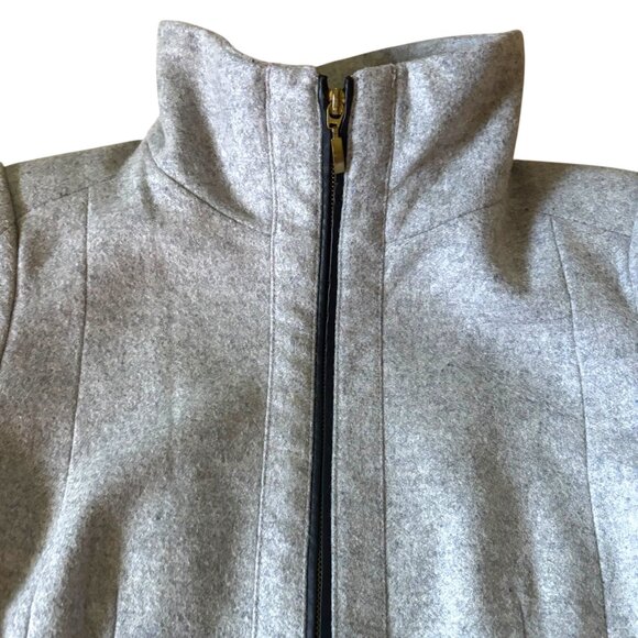 Zara Gray Wool Coat ASO Pippa Middleton L Full Zip Midi Stand Collar Grey Gray - Picture 3 of 11